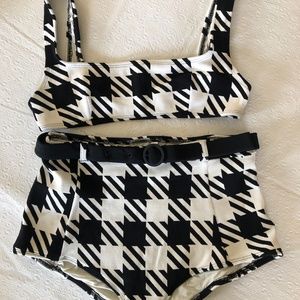 Solid and Striped houndstooth printed bikini Medium